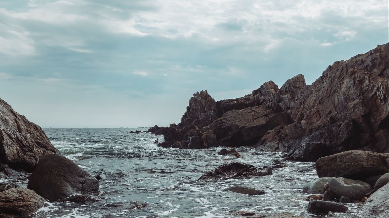 Wallpaper rocks, stones, sea, water, horizon