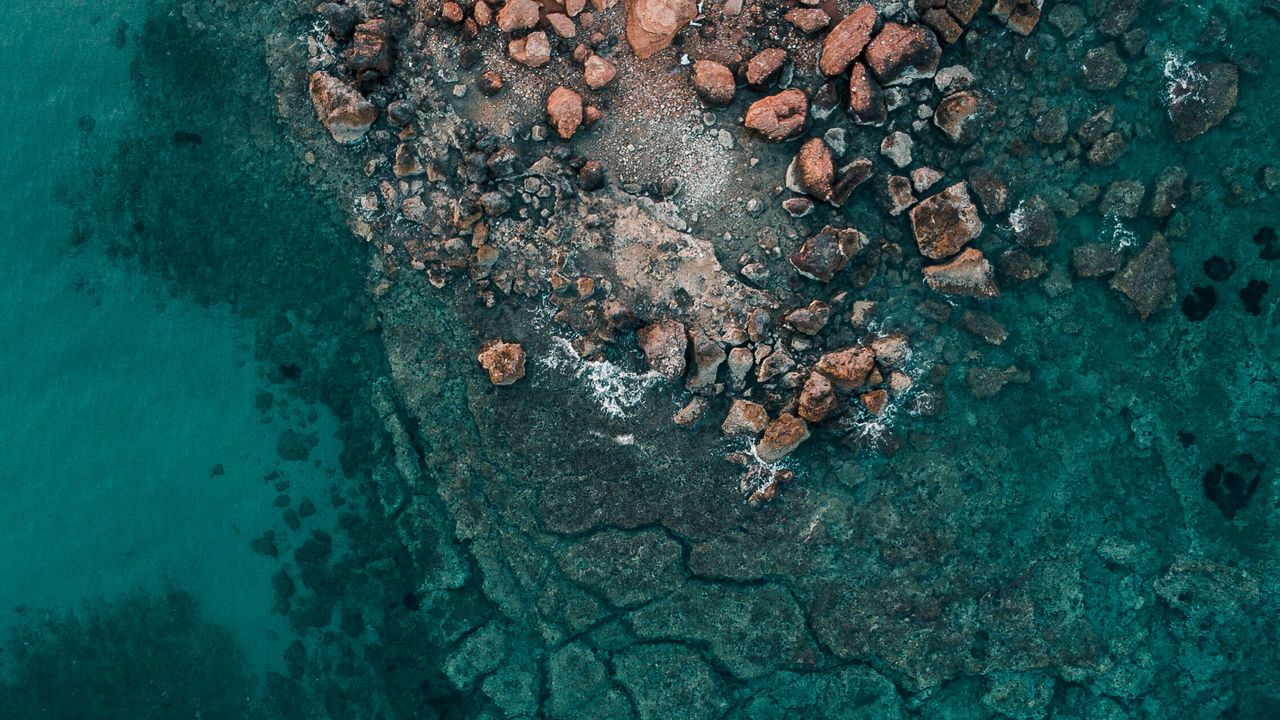 Wallpaper rocks, stones, sea, water, aerial view, nature