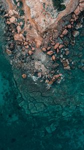 Preview wallpaper rocks, stones, sea, water, aerial view, nature