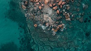 Preview wallpaper rocks, stones, sea, water, aerial view, nature