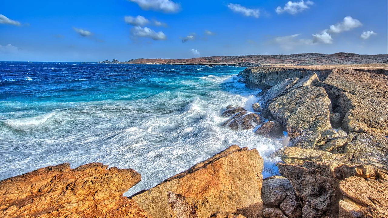 Wallpaper rocks, stones, sea, waves, nature hd, picture, image