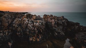 Preview wallpaper rocks, stones, sea, horizon, nature, landscape