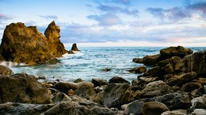 Preview wallpaper rocks, stones, sea, coast, landscape