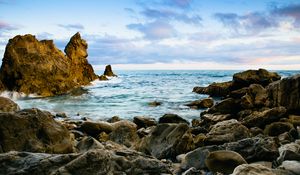 Preview wallpaper rocks, stones, sea, coast, landscape