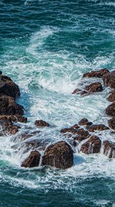 Preview wallpaper rocks, stones, sea, foam, waves, landscape