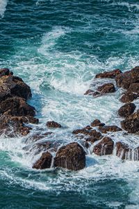 Preview wallpaper rocks, stones, sea, foam, waves, landscape