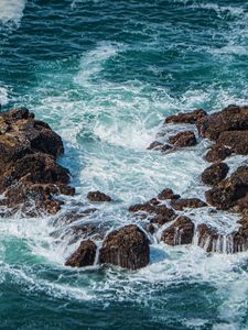 Preview wallpaper rocks, stones, sea, foam, waves, landscape