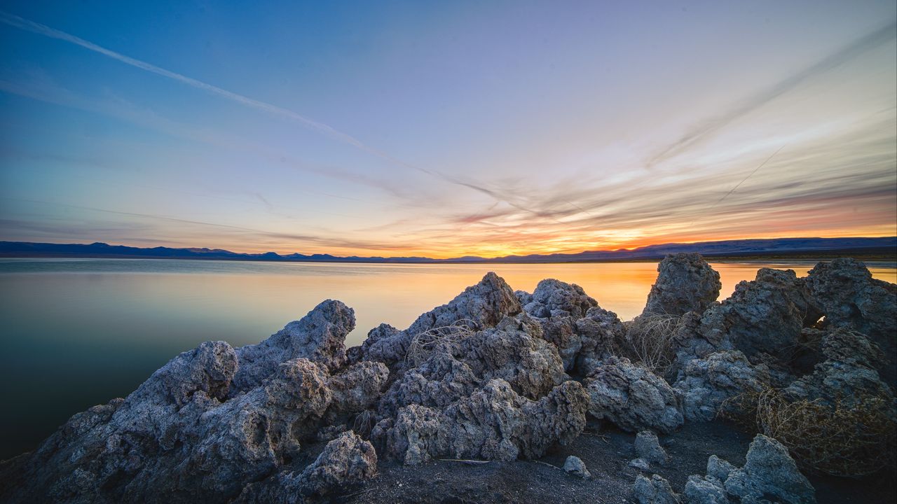 Wallpaper rocks, stones, sea, landscape, horizon