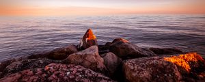 Preview wallpaper rocks, stones, stony, horizon, sea