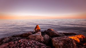 Preview wallpaper rocks, stones, stony, horizon, sea