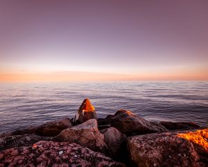 Preview wallpaper rocks, stones, stony, horizon, sea