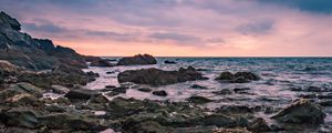 Preview wallpaper rocks, stones, stony, relief, sunset, sky