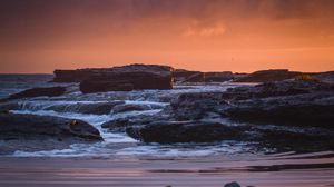 Preview wallpaper rocks, stones, sunset, sea, coast