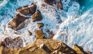 Preview wallpaper rocks, stones, surf, waves, sea