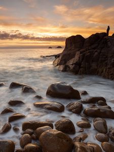 Preview wallpaper rocks, stones, surf, sea, waves