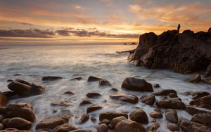 Preview wallpaper rocks, stones, surf, sea, waves