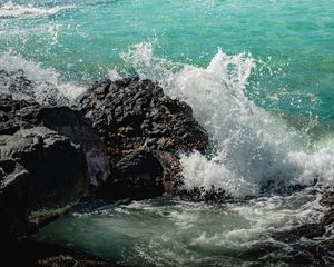 Preview wallpaper rocks, stones, surf, spray, sea