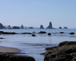 Preview wallpaper rocks, stones, water, sea, waves, surf