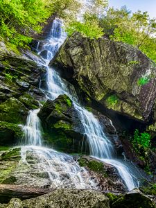 Preview wallpaper rocks, stream, waterfall, forest