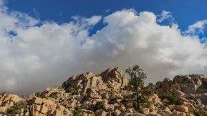 Preview wallpaper rocks, tree, clouds, sky, landscape