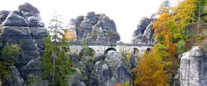 Preview wallpaper rocks, trees, bridge, landscape