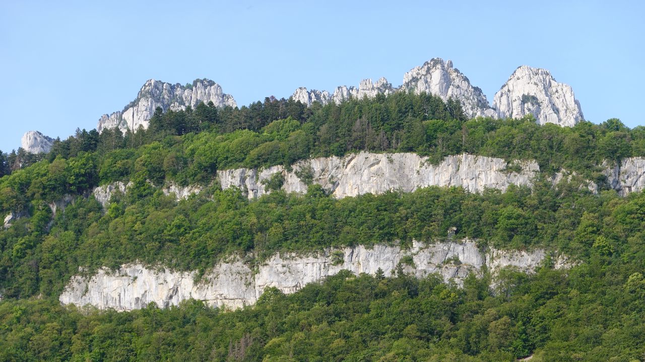 Wallpaper rocks, trees, landscape, sky