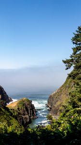 Preview wallpaper rocks, trees, sea, water, landscape