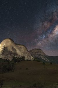 Preview wallpaper rocks, valley, milky way, night