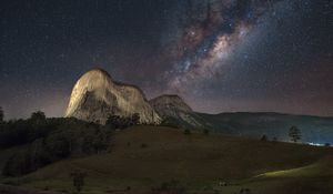 Preview wallpaper rocks, valley, milky way, night
