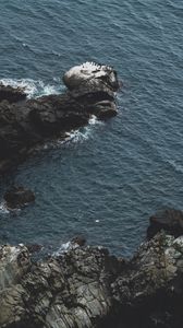 Preview wallpaper rocks, water, aerial view, sea, coast