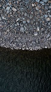 Preview wallpaper rocks, water, aerial view, coast, beach