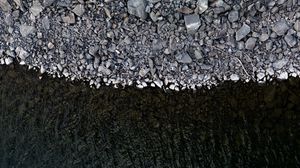 Preview wallpaper rocks, water, aerial view, coast, beach