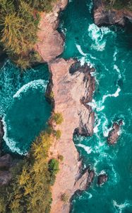 Preview wallpaper rocks, water, aerial view, sea, lagoon