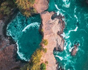 Preview wallpaper rocks, water, aerial view, sea, lagoon