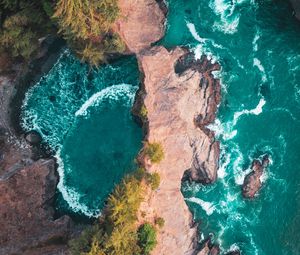 Preview wallpaper rocks, water, aerial view, sea, lagoon