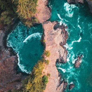 Preview wallpaper rocks, water, aerial view, sea, lagoon