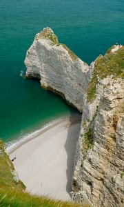 Preview wallpaper rocks, water, beach, grass, nature