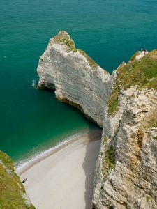 Preview wallpaper rocks, water, beach, grass, nature