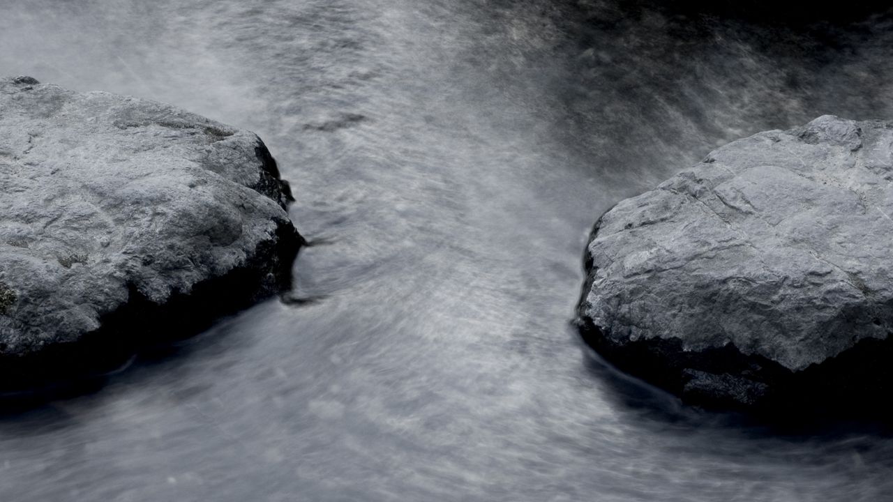 Wallpaper rocks, water, river, gray