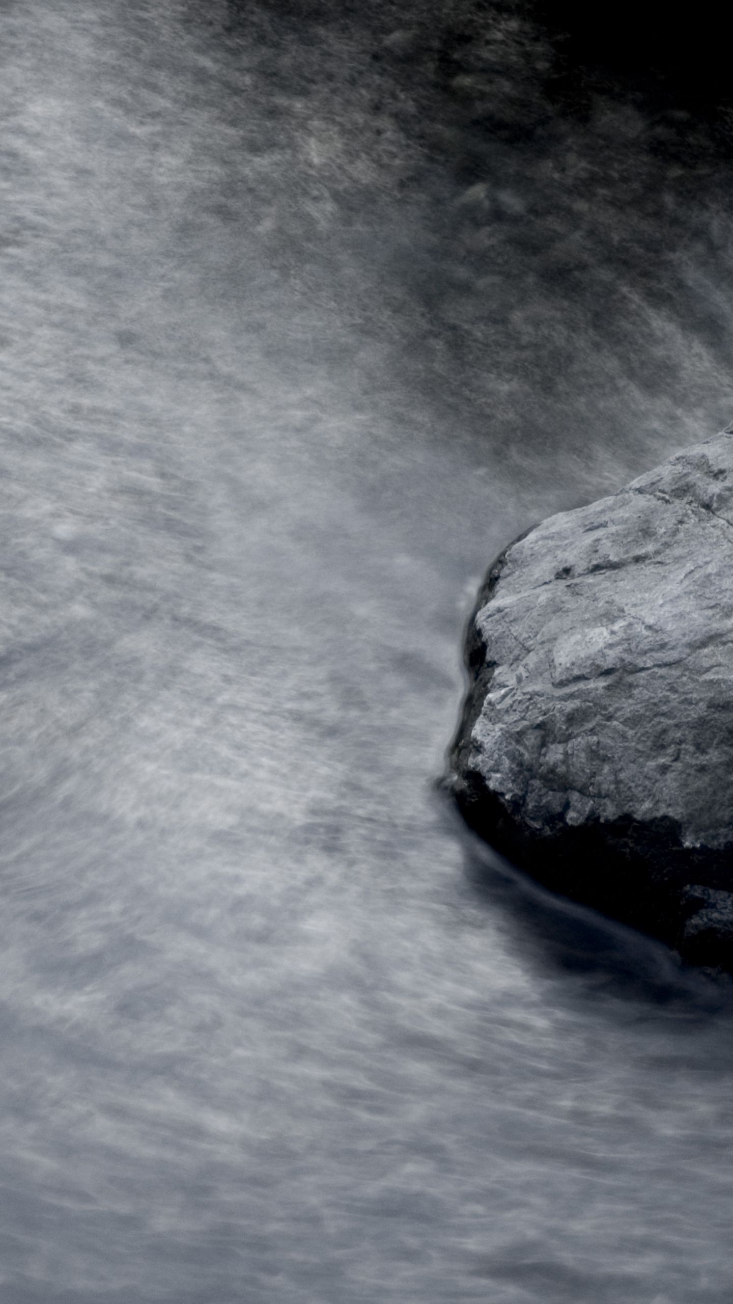 1440x2560 Wallpaper rocks, water, river, gray