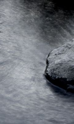 240x400 Wallpaper rocks, water, river, gray