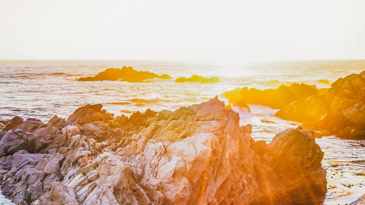 Wallpaper rocks, water, sea, sun