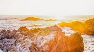 Preview wallpaper rocks, water, sea, sun
