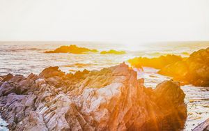 Preview wallpaper rocks, water, sea, sun