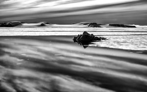 Preview wallpaper rocks, water, snow, nature, bw