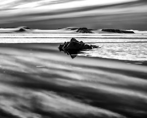 Preview wallpaper rocks, water, snow, nature, bw