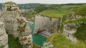Preview wallpaper rocks, water, trees, nature, falaz d aval