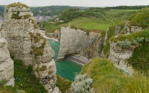 Preview wallpaper rocks, water, trees, nature, falaz d aval