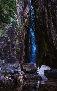 Preview wallpaper rocks, waterfall, balance, water