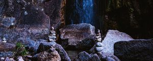 Preview wallpaper rocks, waterfall, balance, water